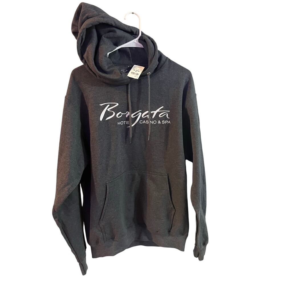 Borgata casino embroidered Dark Heather grey hooded sweatshirt- Size Medium- NWT